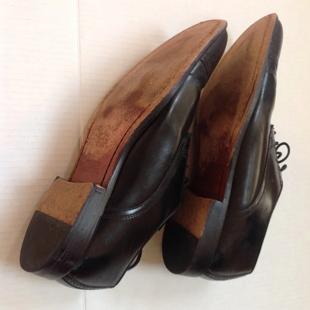 Johnston Murphy Black Cap Toe Shoe Derby Leather